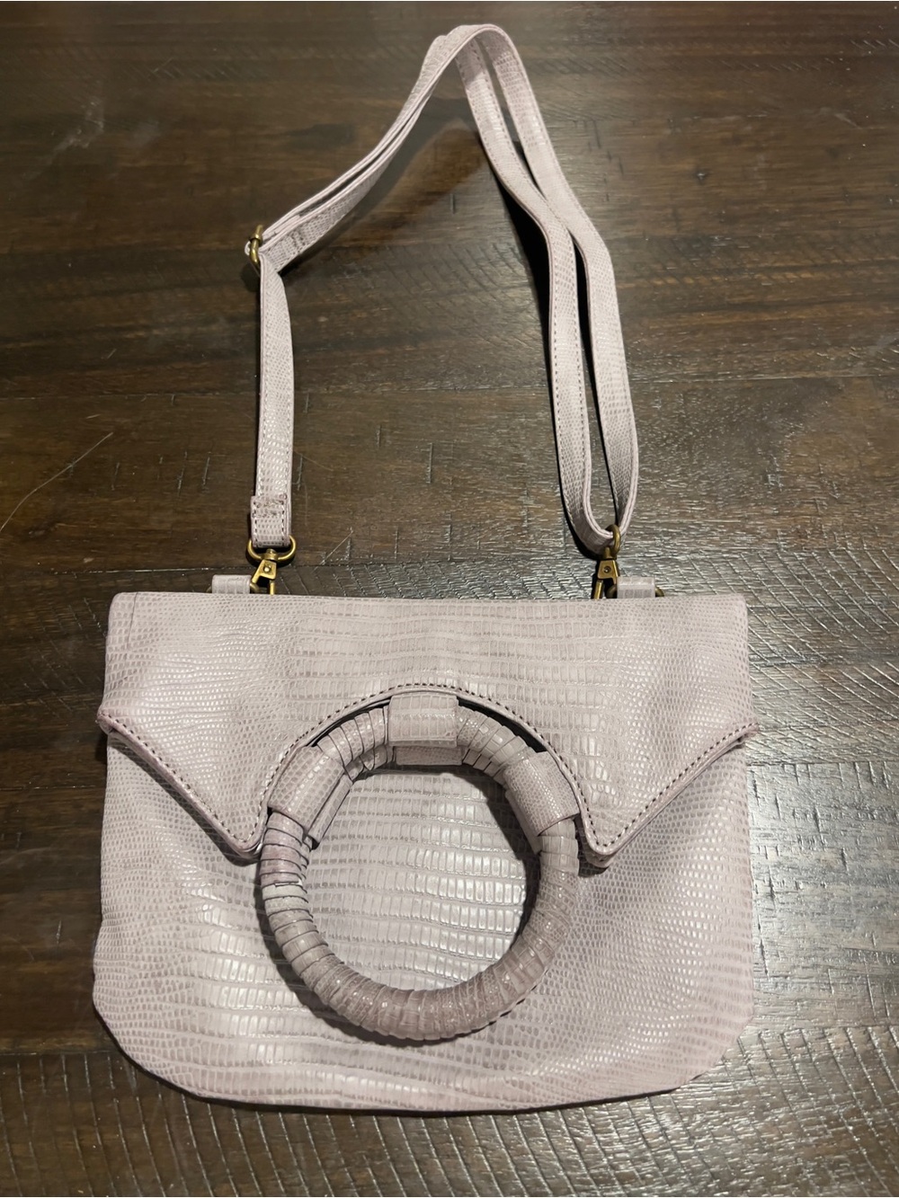 Anthropologie Lavender Textured Crossbody with Wrapped Ring Handle
